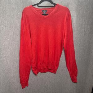 Brooks Brothers "346" Men's M - Supima Cotton Red Soft Classic V-Neck Sweater